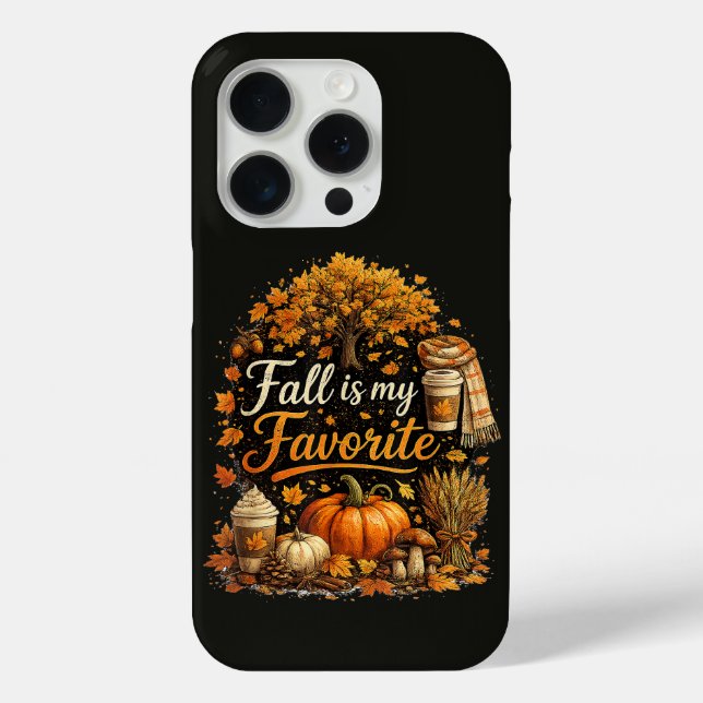 Fall is My Favourite Cosy Autumn Pumpkins Leaves Case-Mate iPhone Case (Back)