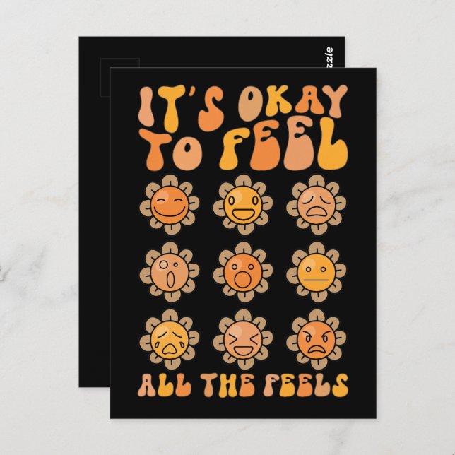  Fall Its Okay To Feel All The Feels Mental Health Postcard (Front/Back)
