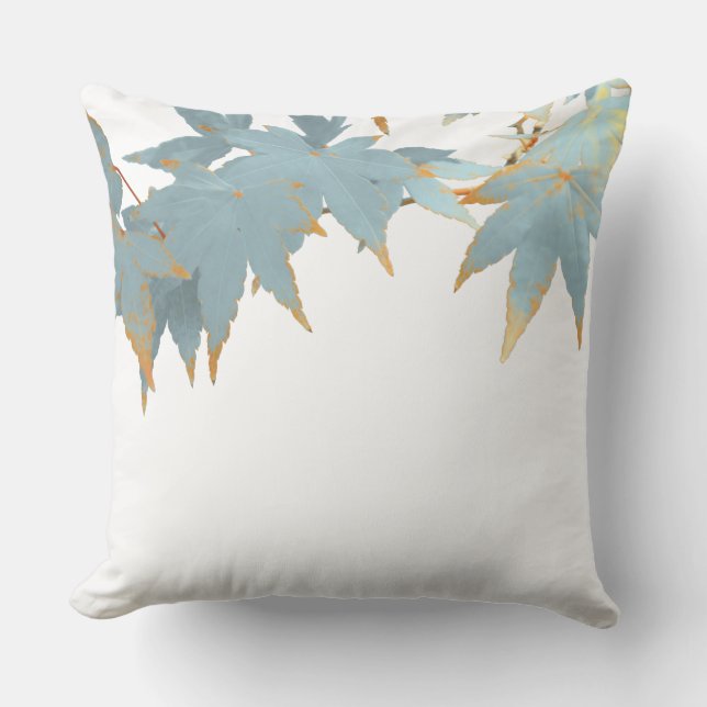 Fall Japanese Maple Leaves Frosted Blue Canopy Cushion (Front)