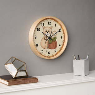 Fall Kitty Clock