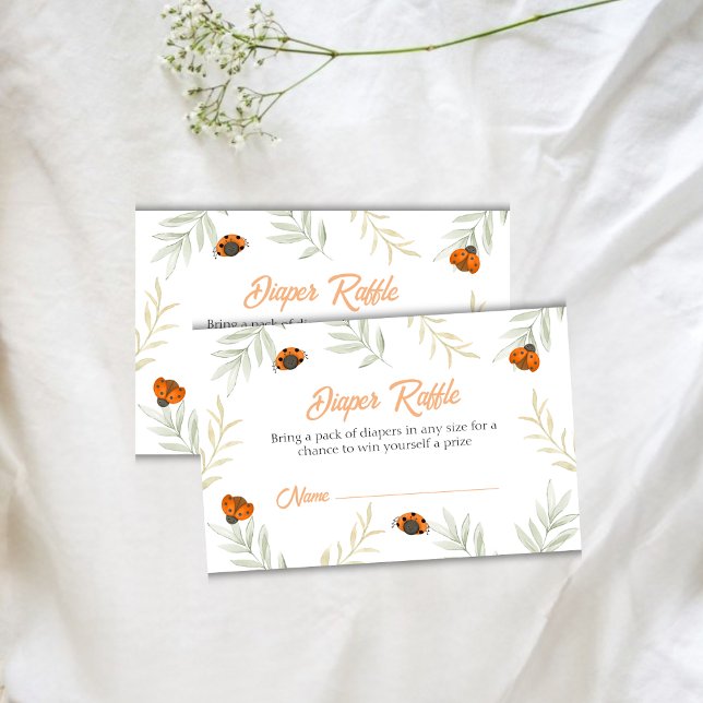 Fall Ladybug Greenery Diaper Raffle Baby Shower  Enclosure Card (Fall Ladybug Greenery Diaper Raffle Baby Shower Enclosure Card)
