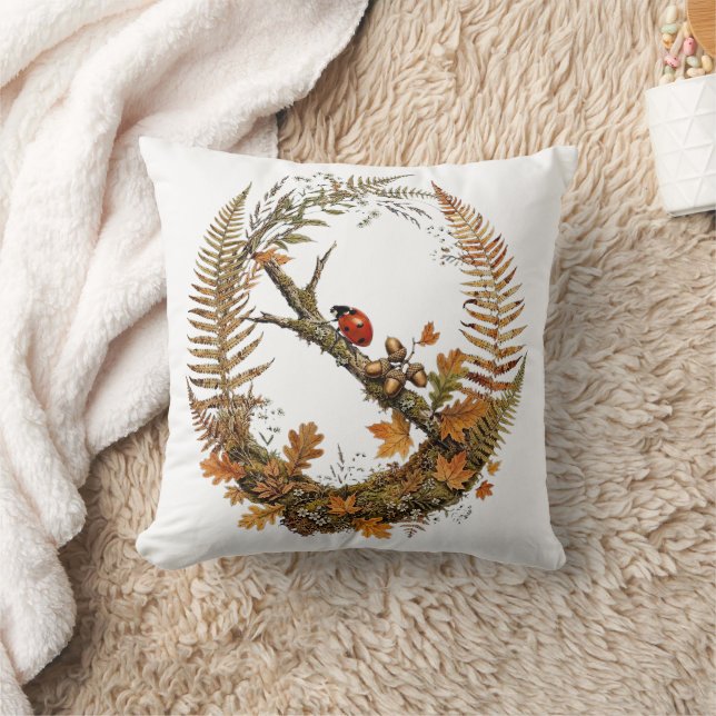 Fall Ladybug Wreath  Cushion (Blanket)