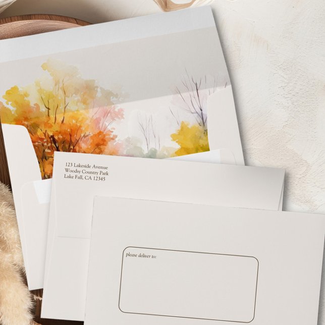 Fall Lake Neutral Country Wedding Invitation Envelope (Wedding Invitation Envelopes from the Fall Lake Wedding Collection by Darling & May)