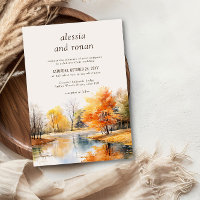 Fall Lake Watercolor Destination Wedding