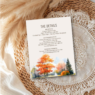Fall Lake Wedding Details Watercolor Enclosure Card