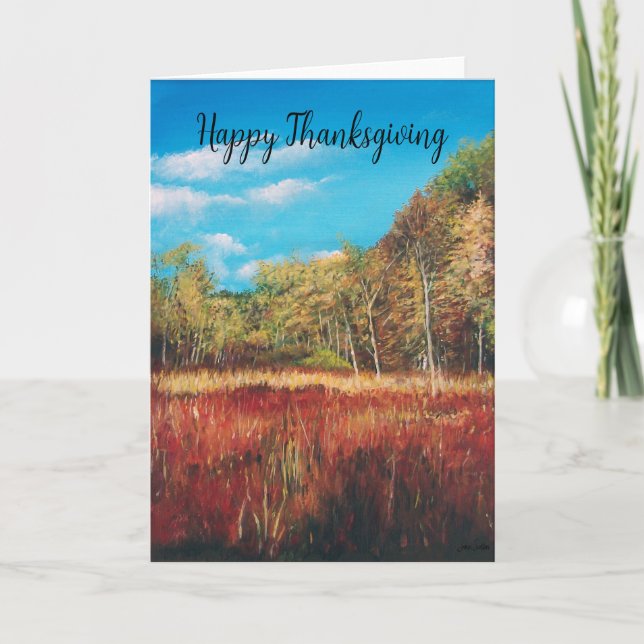 Fall Landscape Happy Thanksgiving Card (Front)