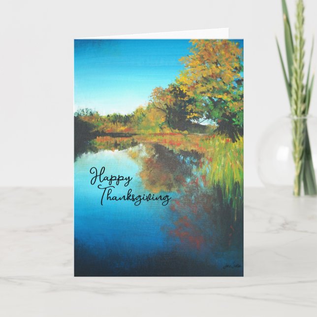 Fall Landscape Happy Thanksgiving Card (Front)