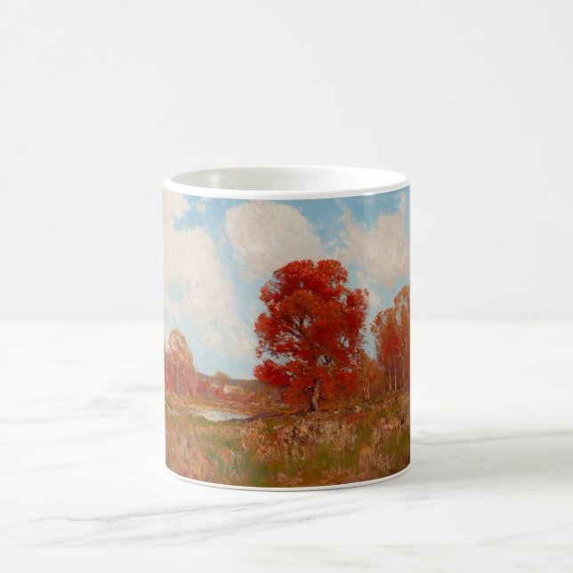 Fall Landscape (Rural Scene in Autumn) (Red Trees) Coffee Mug (Center)