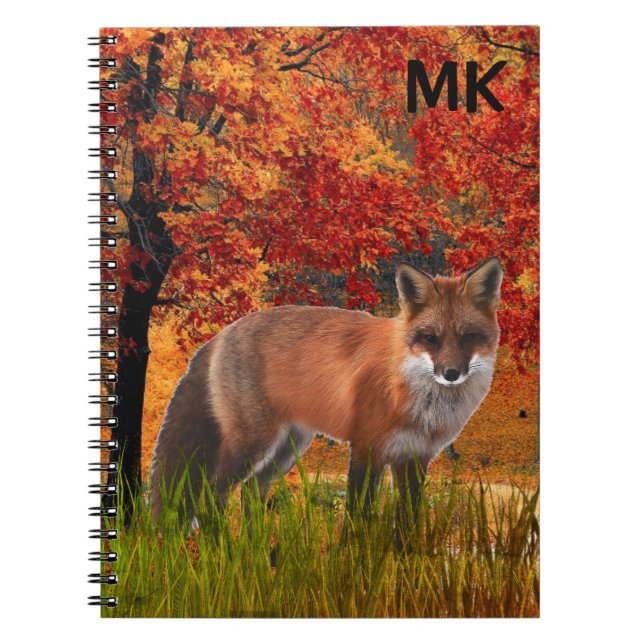 Fall Landscape with Red Fox Monogram  Notebook (Front)