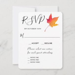 Fall Leaf Autumn 3 Entree RSVP Response Card