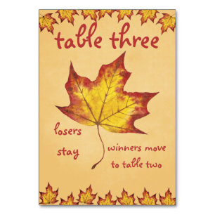 Fall Leaf Bunco Table Card #3