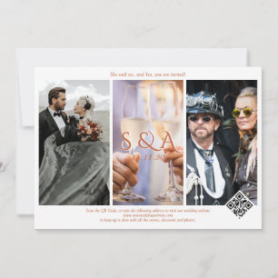 Fall Leaf Burnt Orange Terracotta 3 Photo Wedding Save The Date