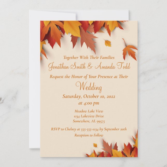 Fall Leaf Classic Wedding Invitation (Front)