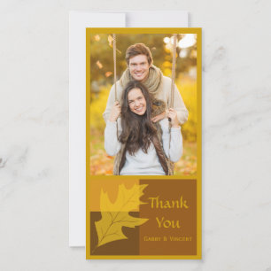 Fall Leaf Colour Block Thank You Photo Card