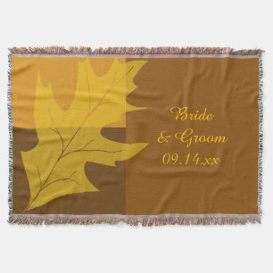 Fall Leaf Colour Block Wedding Keepsake Throw Blanket