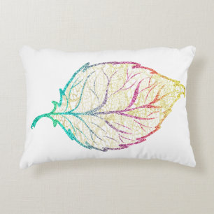 Fall leaf elegant cute pastel pink teal gold  decorative cushion