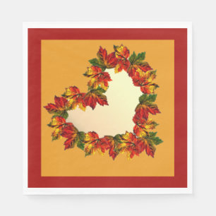 Fall Leaf Heart Paper Napkin