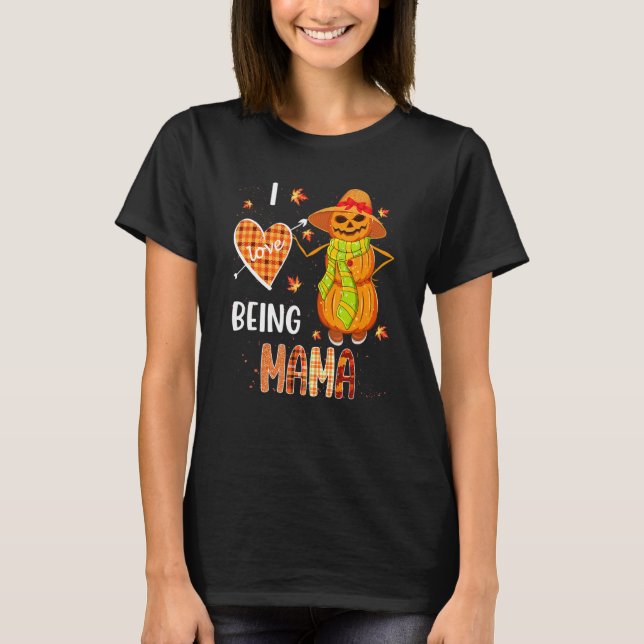 Fall Leaf Mama Pumpkin Snowman Thanksgiving Autumn T-Shirt (Front)