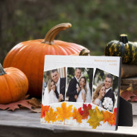 Fall Leaf Newlywed Photo Collage Autumn Wedding