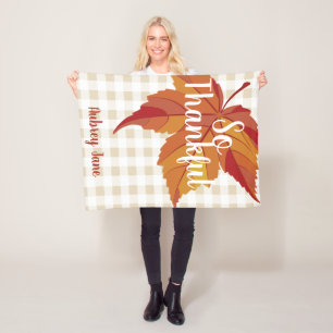 Fall Leaf & Plaid Baby's First Thanksgiving Fleece Blanket