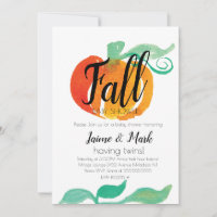 Fall Leaf Pumpkin  Baby Shower Watercolor Orange