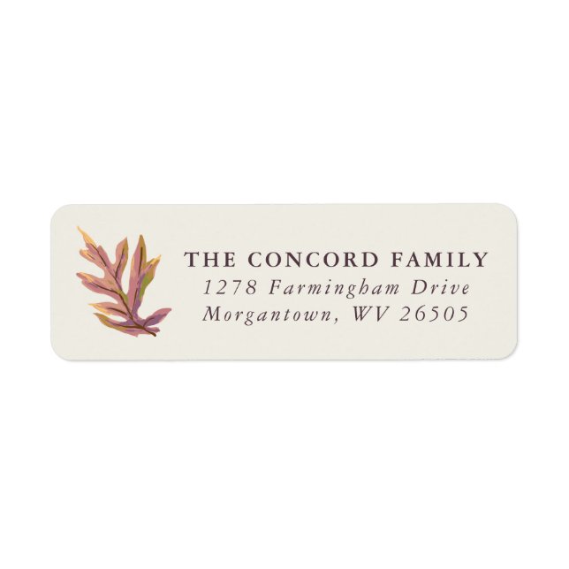 Fall leaf return address label (Front)