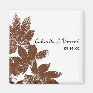 Fall Leaf Stamp Wedding Magnet
