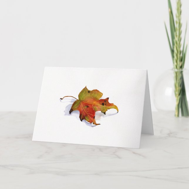Fall Leaf Watercolor Greeting Card (Front)