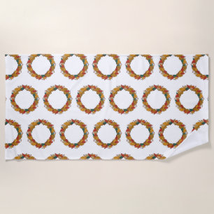 Fall Leaf Wreath Circle Beach Towel