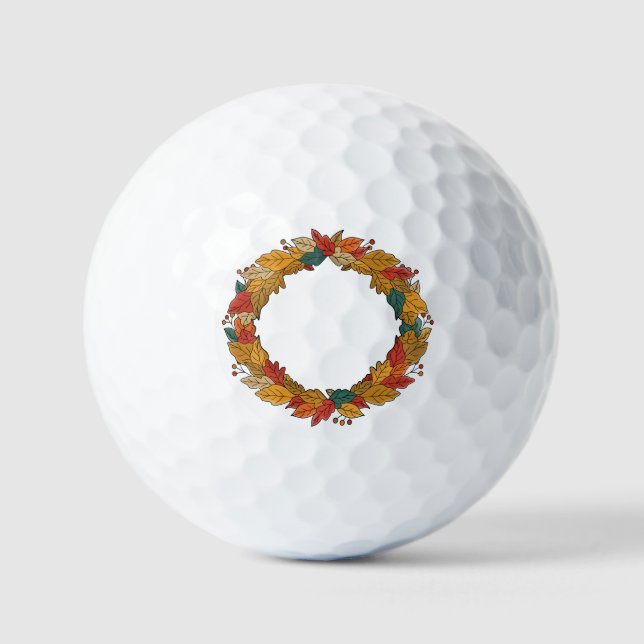 Fall Leaf Wreath Circle Golf Balls (Front)