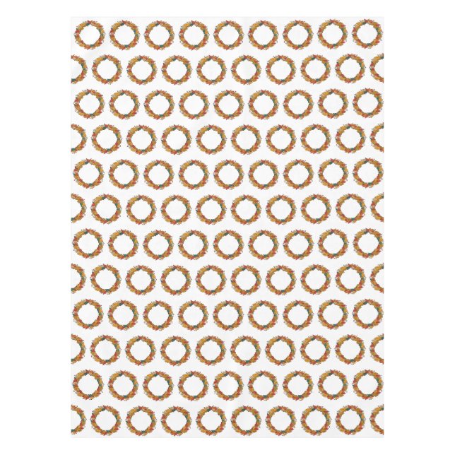 Fall Leaf Wreath Circle Tablecloth (Front)