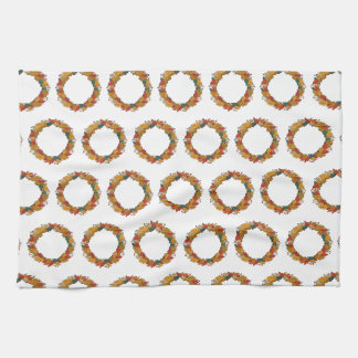 Fall Leaf Wreath Circle Tea Towel