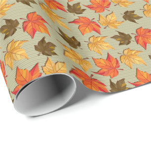 Fall Leafs Colourful Seamless Pattern Wrapping Paper