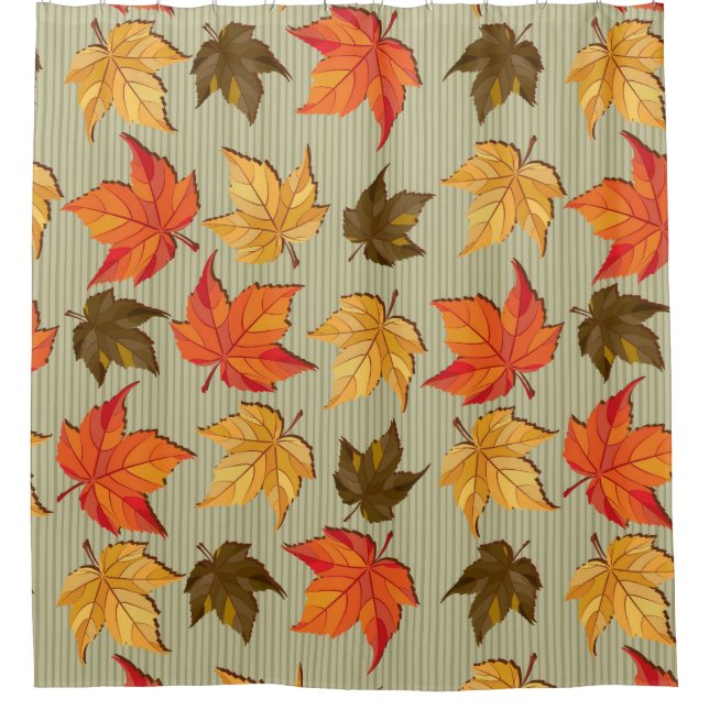 Fall Leaks Pattern Shower Curtain (Front)