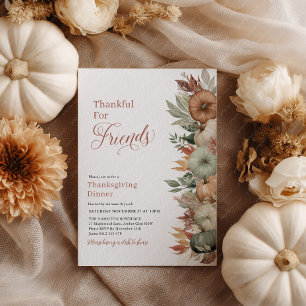 Fall Leave Thanksgiving Dinner Rustic Pumpkin  Invitation