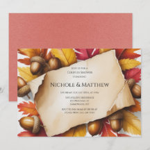 Fall Leaves & Acorns Rustic Couples Shower
