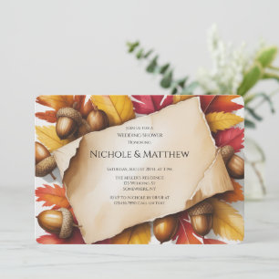 Fall Leaves & Acorns Rustic Wedding Shower Invitation