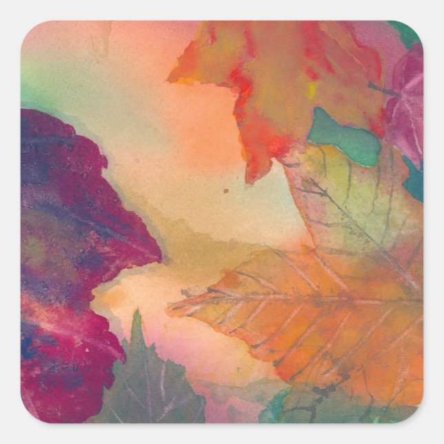 Fall Leaves along the coast in NE Square Sticker (Front)