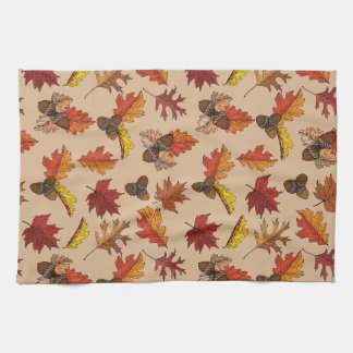 Fall Leaves and Acorn Pattern Tea Towel