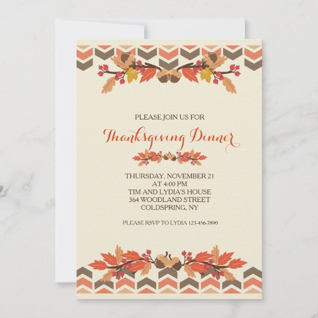 Fall Leaves and Acorns Invitation (Front)