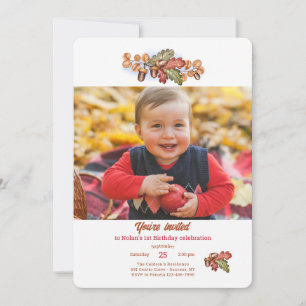 Fall Leaves and Acorns Photo Invitation