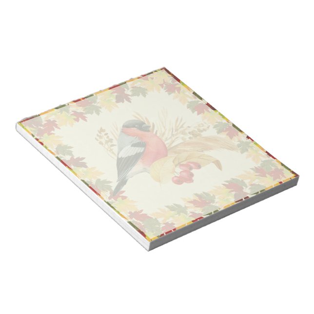 Fall leaves and bird  notepad (Angled)
