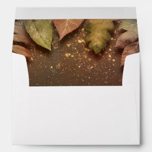 Fall Leaves and Gold Glitz Wedding Envelopes