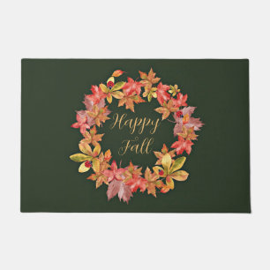 Fall leaves and ladybugs with customisable text  doormat