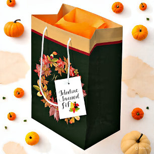 Fall leaves and ladybugs with customisable text  medium gift bag