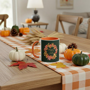 Fall leaves and ladybugs with customisable text  mug