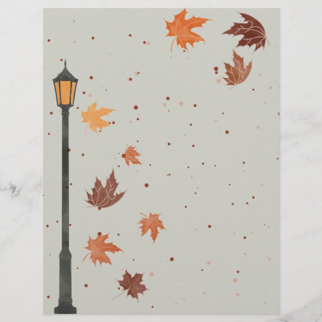 Fall Leaves and Lights Custom Letterhead (Front)