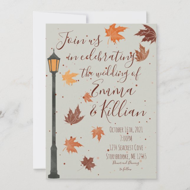 Fall Leaves and Lights Invitation (Front)