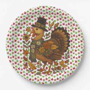 Fall Leaves And Mr. Turkey  Paper Plates