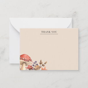 Fall Leaves and Mushrooms Thank You Card